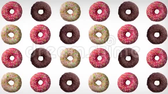 各种五颜六色甜甜圈的抽象动画视频的预览图