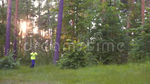 穿着绿色背心的志愿者在树林里寻找失踪的人视频的预览图