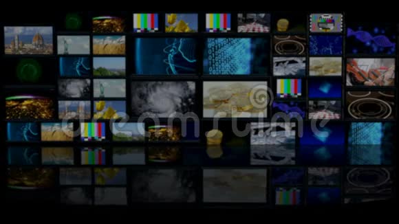虚拟电视演播室被设计成绿色屏幕或色度关键视频制作中的虚拟背景视频的预览图