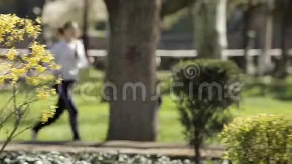 公园里的一对年轻夫妇在运动视频的预览图