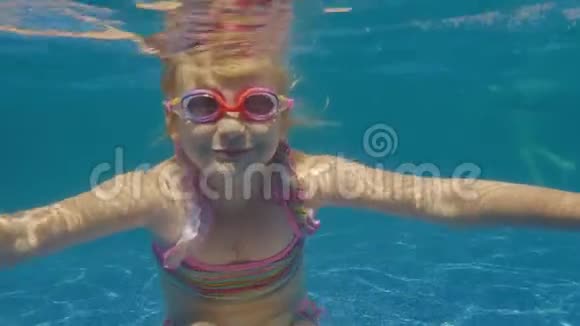 女孩在游泳池里玩了6年潜水水下视频视频的预览图