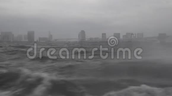 在日本东京的苏美达河上在美纳托区的彩虹桥上巡航视频的预览图