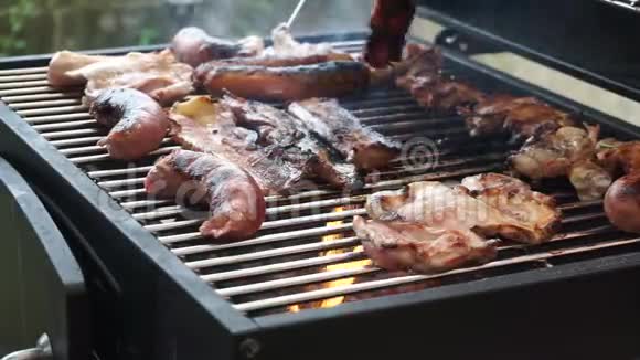 烧烤炸鲜肉鸡肉烧烤视频的预览图