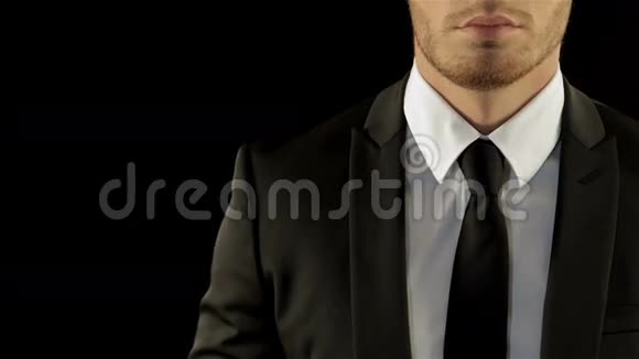时尚套房的男模特矫正领带视频的预览图