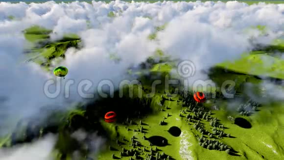 在森林和山脉下的空气气球视频的预览图