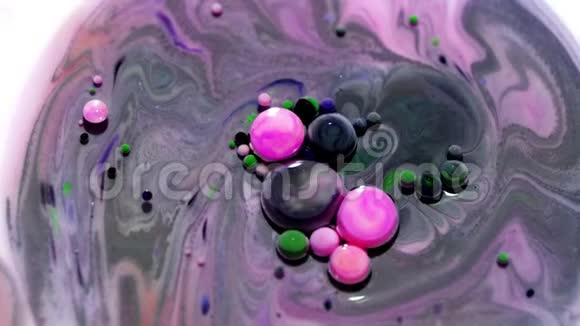 五颜六色气泡的奇妙结构丙烯酸抽象纹理与大理石图案视频的预览图