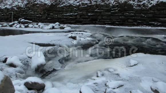 米纳哈溪冰下水流视频的预览图