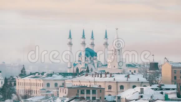 喀山主景中央清真寺的景色喀山克里姆林宫视频的预览图