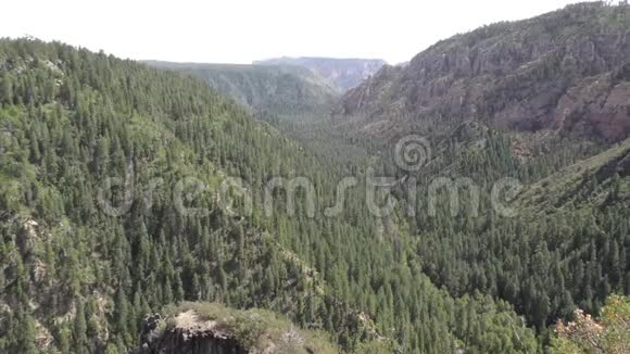 亚利桑那州橡树溪峡谷一个放大橡树溪峡谷山脉和树木视频的预览图