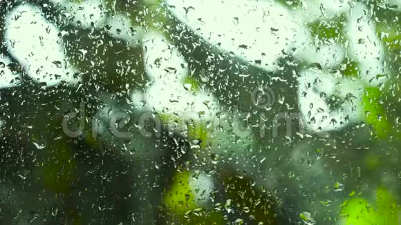雨滴沿着窗户流视频的预览图