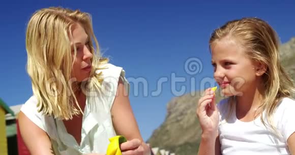 家人在海滩吃水果视频的预览图