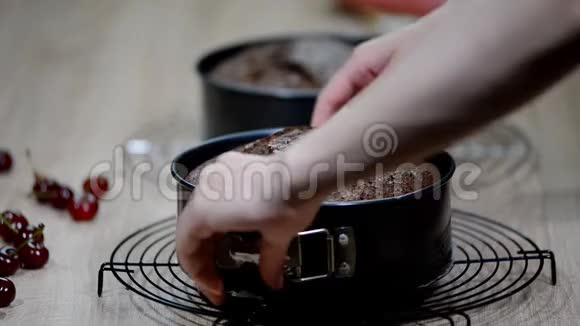 巧克力海绵蛋糕从形式上移除视频的预览图