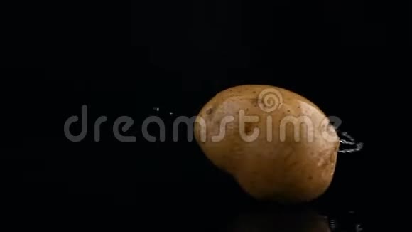 生薯在黑色背景上旋转视频的预览图
