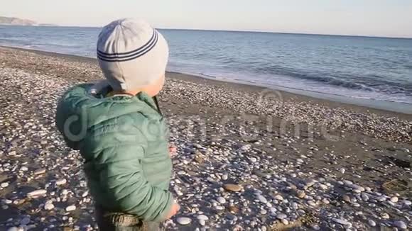 宝宝的生活方式男孩看着大海与斯泰西卡姆视频的预览图