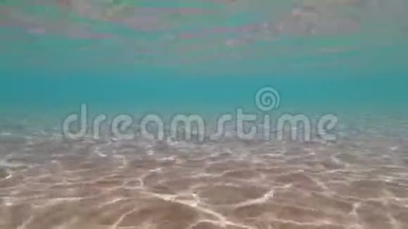 蓝色海水阳光折射沙底水下环准备背景视频的预览图