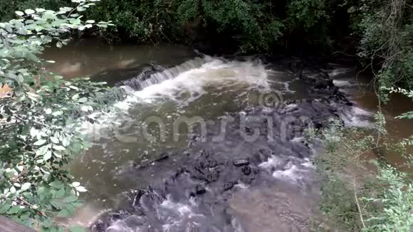 佐治亚州塞威尔溪夏季在塞威尔溪的岩石上看到一个小瀑布和急流视频的预览图