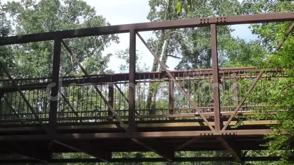 佐治亚州塞威尔溪夏天一个横跨塞威尔溪大桥的平底锅上面覆盖着树枝视频的预览图
