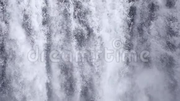瀑布特写慢动作背景斯科加福斯冰岛抽象的水背景真实的水纹理视频的预览图