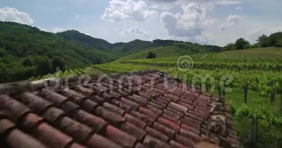 斯洛文尼亚欧洲乡村葡萄园农业景观酒厂的空中镜头视频的预览图