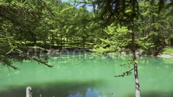 法国阿尔卑斯山美丽的湖泊拉克杜普拉杜劳斯维德A4K视频的预览图