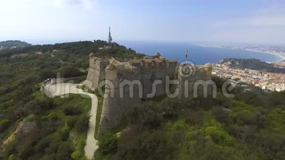 法意大利边境里维埃拉古老堡垒的迷人鸟瞰图视频的预览图