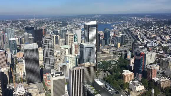 西雅图的空中场景华盛顿市中心4K视频的预览图