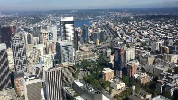 西雅图的空中场景华盛顿市中心4K视频的预览图