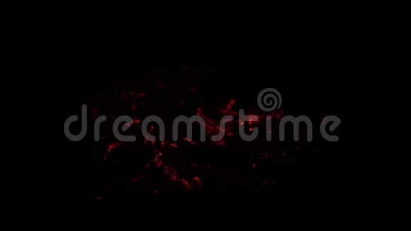红色的火煤在夜间发光慢动作特写视频的预览图