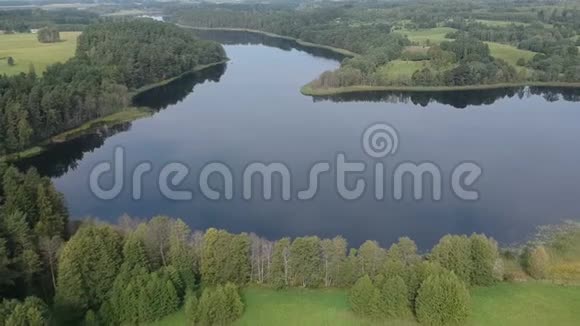立陶宛夏季结束湖泊和森林空中视频的预览图