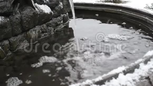 雪天喷泉春日或秋日有自然光视频的预览图