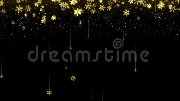 圣诞节无缝抽象背景与闪亮的金色雪花循环运动图形视频的预览图