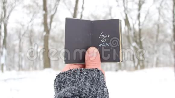 享受冬天的想法有铭文的书引用冬季视频的预览图
