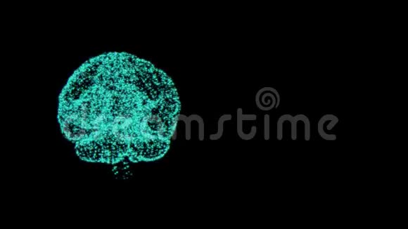 认知功能概念由黑色的微小粒子形成的闪亮的大脑全息图视频的预览图