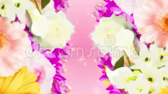 多彩花循环动画彩虹色的花花园里开满了五颜六色的花视频的预览图