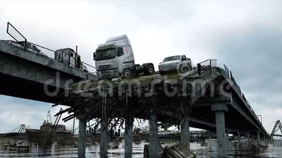 天启海景毁了桥世界末日的概念超级逼真的4K动画视频的预览图
