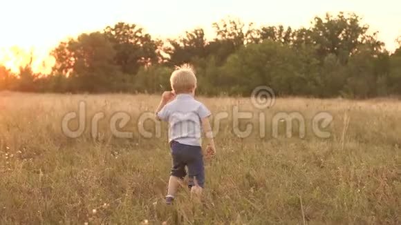 两个男孩在田里跑了三四年慢跑视频的预览图