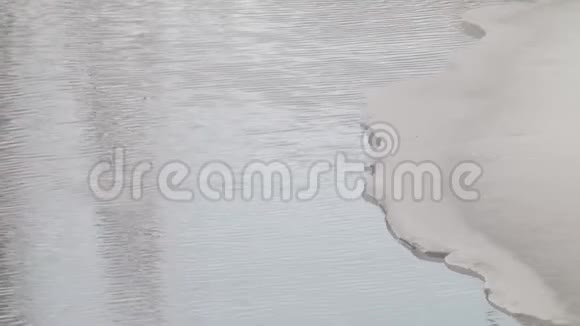 冰冻的河面覆盖着融化的冰视频的预览图