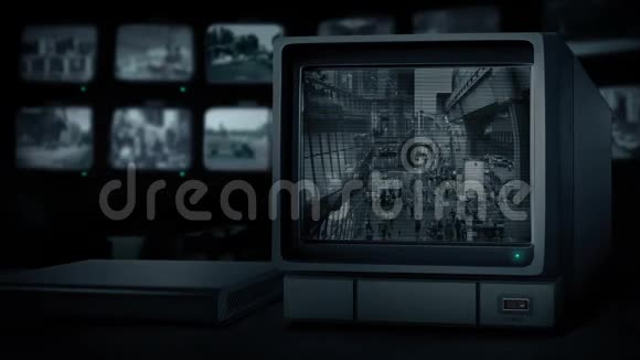 中央电视台监视器上的购物中心视频的预览图
