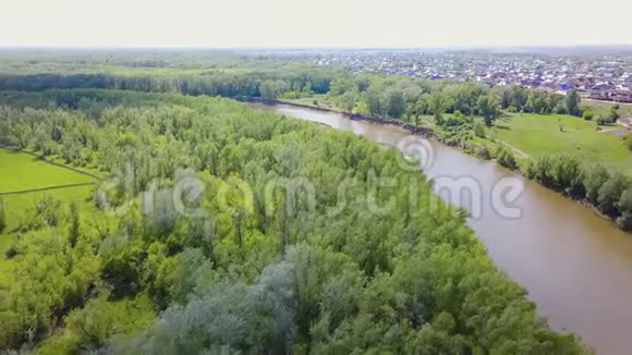 农村的河谷剪辑乡村的河景美丽的夏日时光视频的预览图