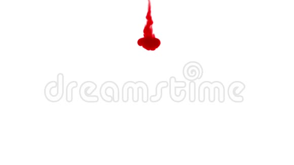 红墨水在白色背景上溶解在水中用Luma哑光计算机仿真的三维渲染单一油墨流动量2视频的预览图