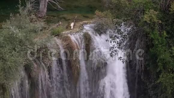 带有绿色水和自然的大克拉卡瀑布视频的预览图