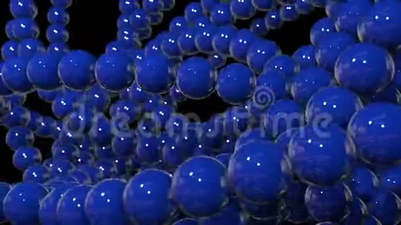 运动图形三维循环动画作为背景在4k与简单的球体和深度的场许多蓝球视频的预览图