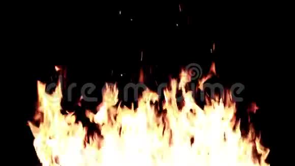 晚上在黑色背景高清上点燃一场大火视频的预览图