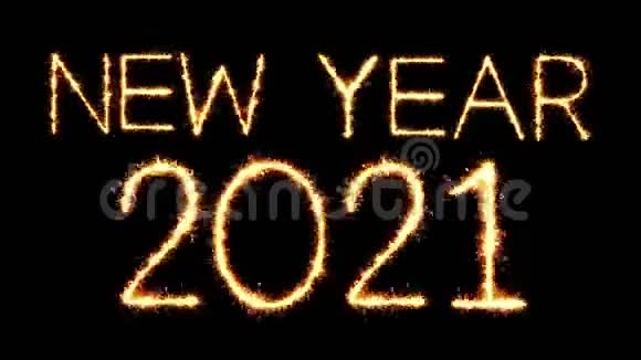 2021年新一年文字闪烁火花烟花循环动画视频的预览图