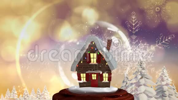 神奇森林中雪球小屋可爱的圣诞动画视频的预览图