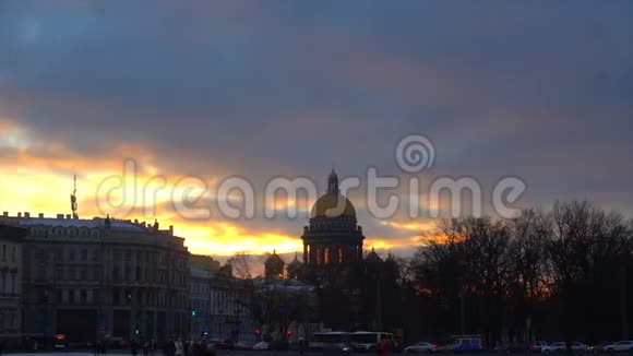 彼得斯堡大教堂的美丽日落视频的预览图