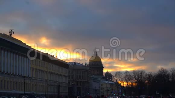 彼得斯堡大教堂的美丽日落视频的预览图