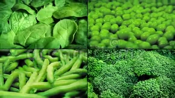 绿色蔬菜旋转蒙太奇视频的预览图