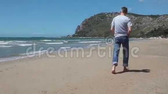在海滩上散步的人视频的预览图