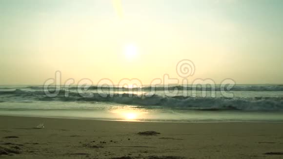 日落时在海滩上散步视频的预览图